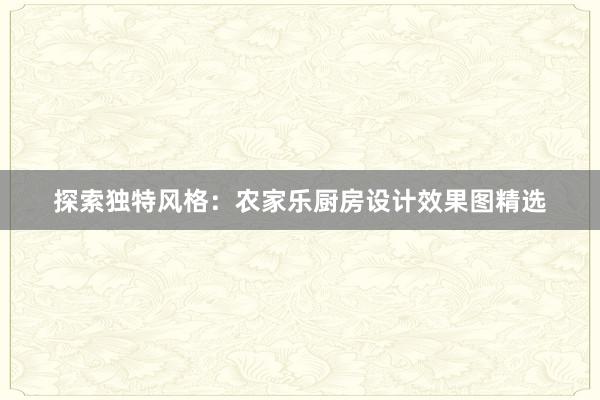 探索独特风格：农家乐厨房设计效果图精选